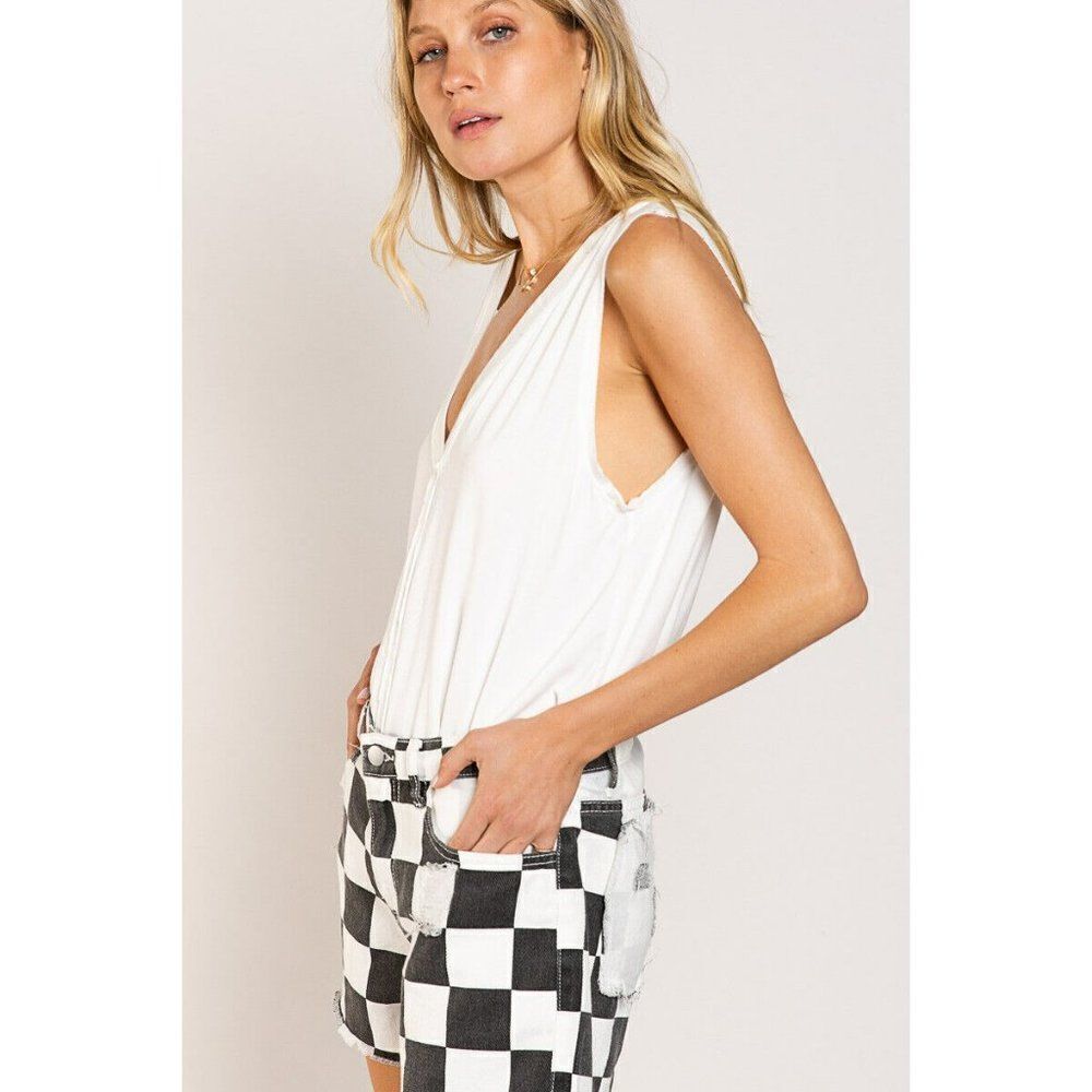 POL CLOTHING Sleeveless Knit Top Blouse Oversized Off White Women's New FKT671 - Picture 5 of 7